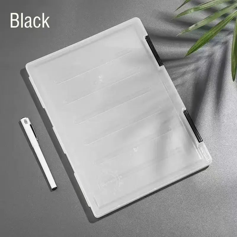 Transparent A4 PP file box with double-layer, portable for school use