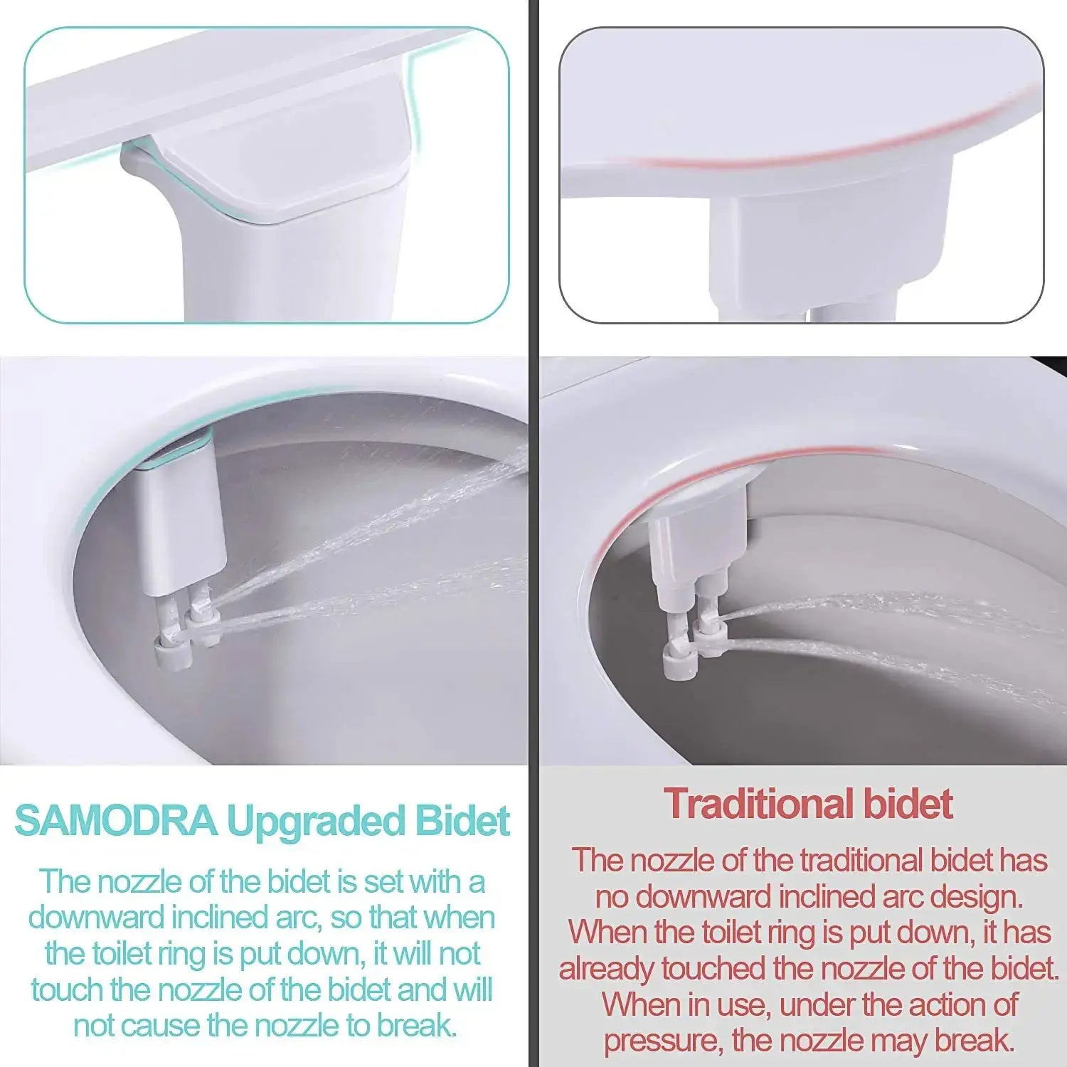 SAMODRA Bidet Attachment by Simples Market; non-electric cold-water toilet bidet with pressure controls and retractable nozzle