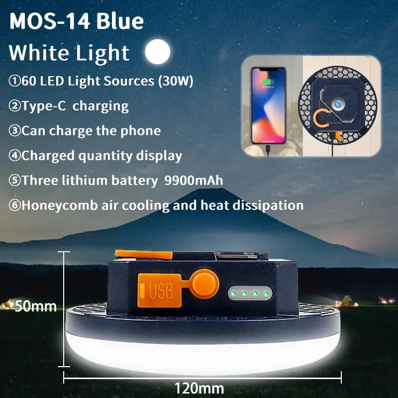 Moslighting 9900mAh Rechargeable Camping Lantern With Magnetic Base Portable Led Light For Outdoor Camping
