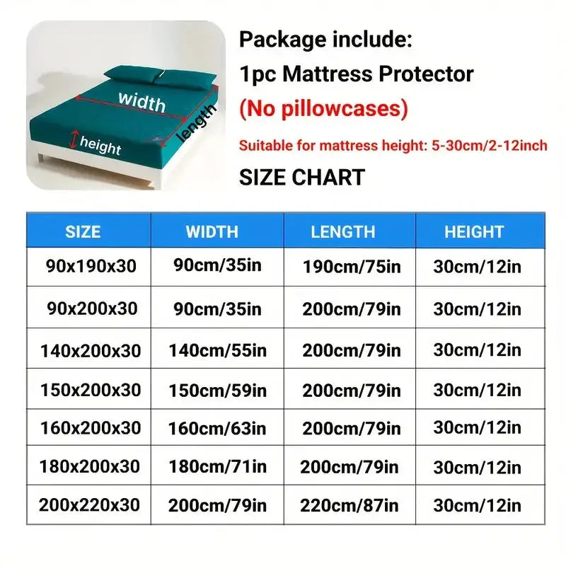 1pc waterproof mattress protector by Simples Market, teal deep-pocket; soft, breathable fit for single or double bed
