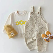 HY Kids Denim Jumpsuit And Sleeveless Bodysuits Set 100 Percent Cotton Unisex Toddler Romper For Autumn And Spring