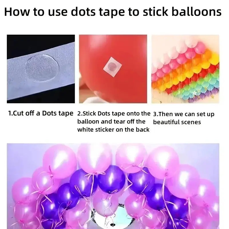 100 Pieces Per Roll Double Sided Removable Clear Stickers For Balloons And Party Decorations Christmas Wedding Birthday
