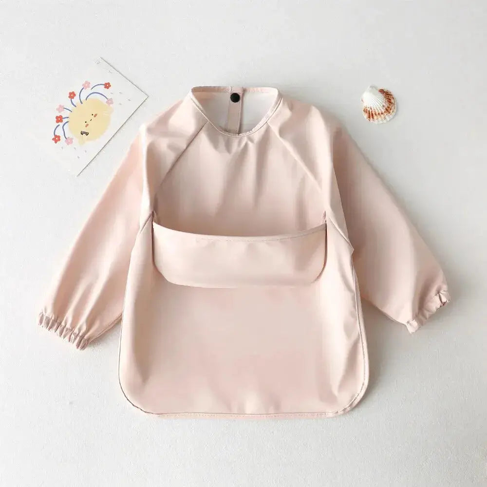 1 Piece Solid Color Baby Painting Smock Long Sleeve Waterproof Art Smock And Feeding Bib Apron For Kids Accessories