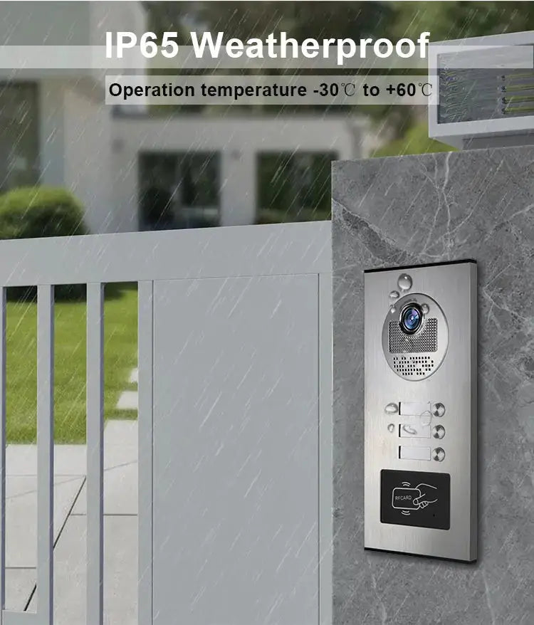 ANJIELO 3‑Unit home video intercom panel with RFID unlock, IP65 weatherproof stainless steel