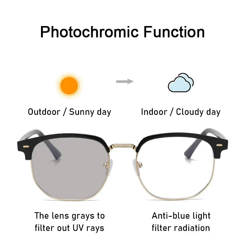 XJiea 2024 Photochromic Anti Blue Light Glasses Reducing Eye Strain For Office And Computer Use Unisex Eyewear