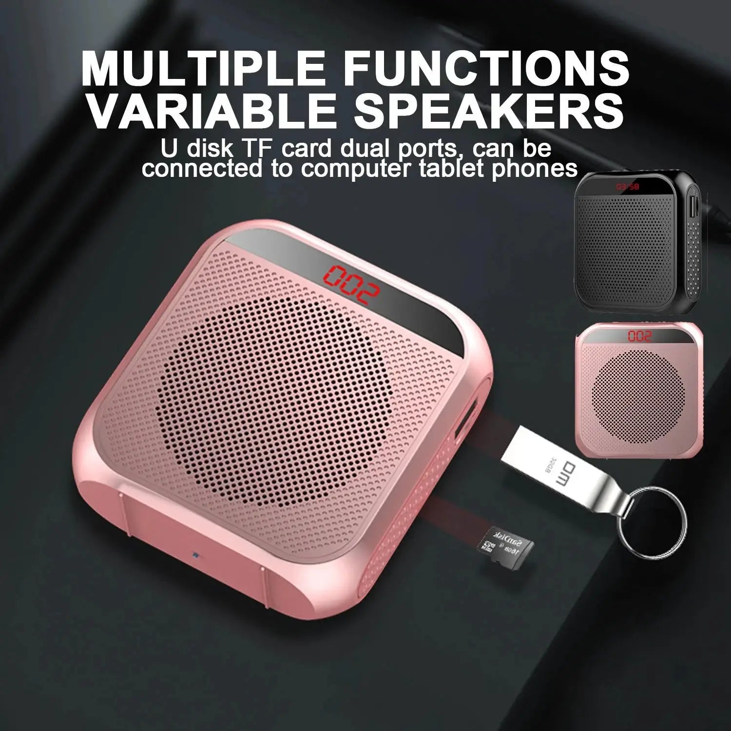 AyeBeau Bullhorn Megaphone 5W Portable Voice Amplifier With Microphone Wearable Loudspeaker For Teachers