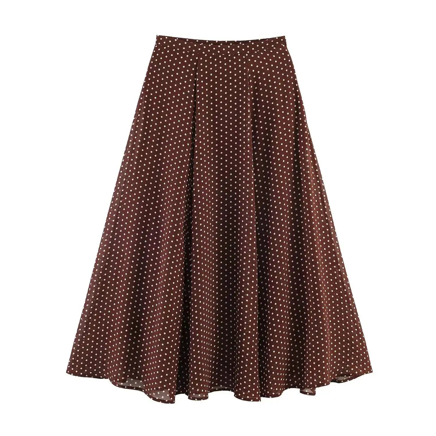 Polka Dot Two Piece Outfits For Women Bow Tie Blouse And Midi Skirt