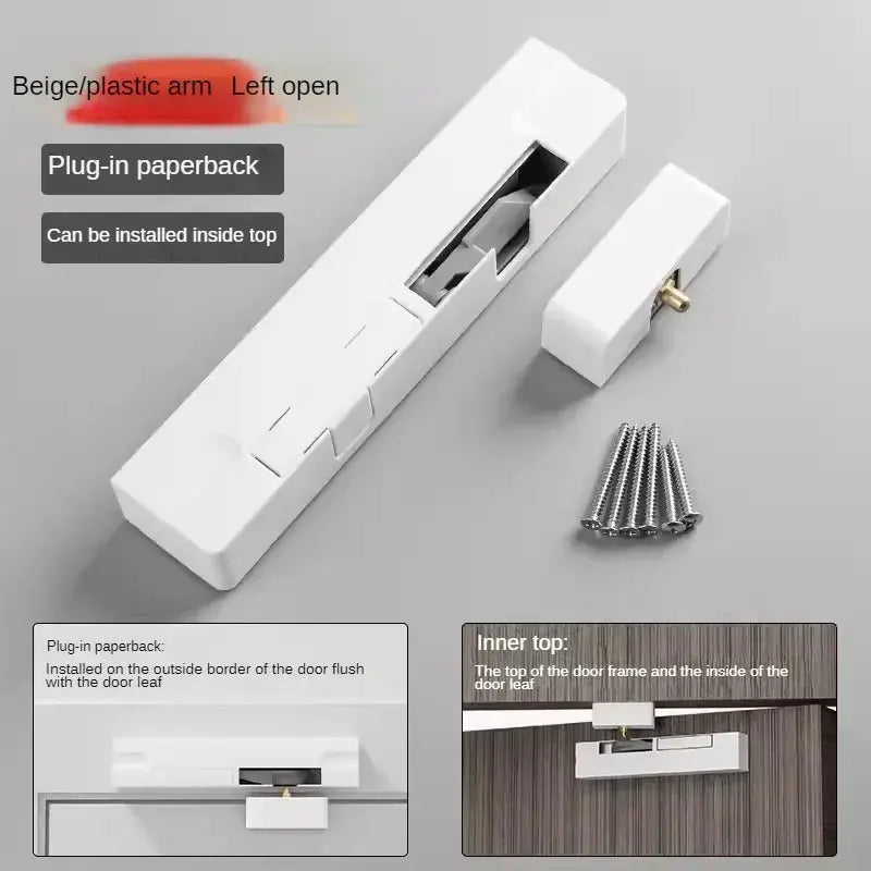 Door closer stopper by Simples Market, white plastic auto closer with top-mount installation and screws