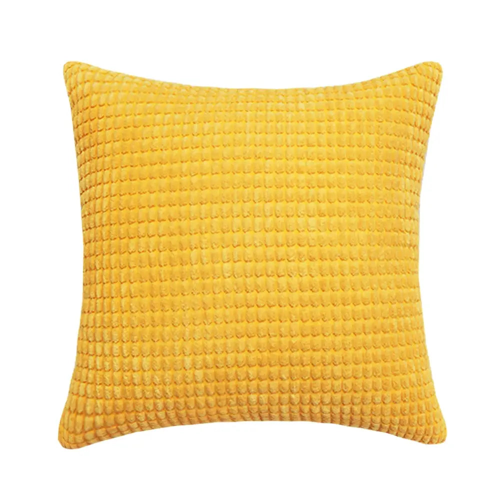 Corduroy corn-kernel plush cushion cover in yellow by Simples Market for 35–70 cm sofa pillows