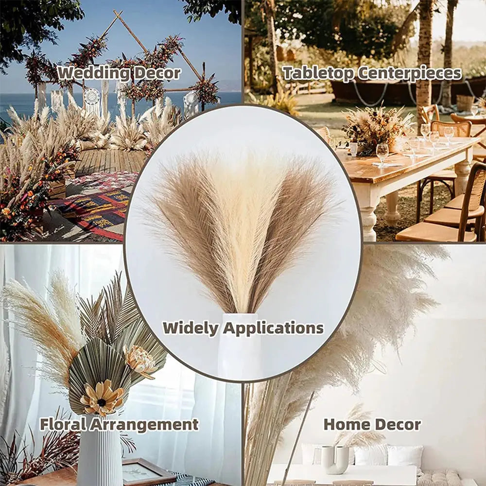 Simples Market pampas grass bundles, fluffy artificial reeds 42cm, 5/10/20pcs for wedding, table and home decor