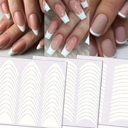 Simples Market 3Pcs French Nail Art Stickers white self-adhesive tips for DIY manicure fringe decals