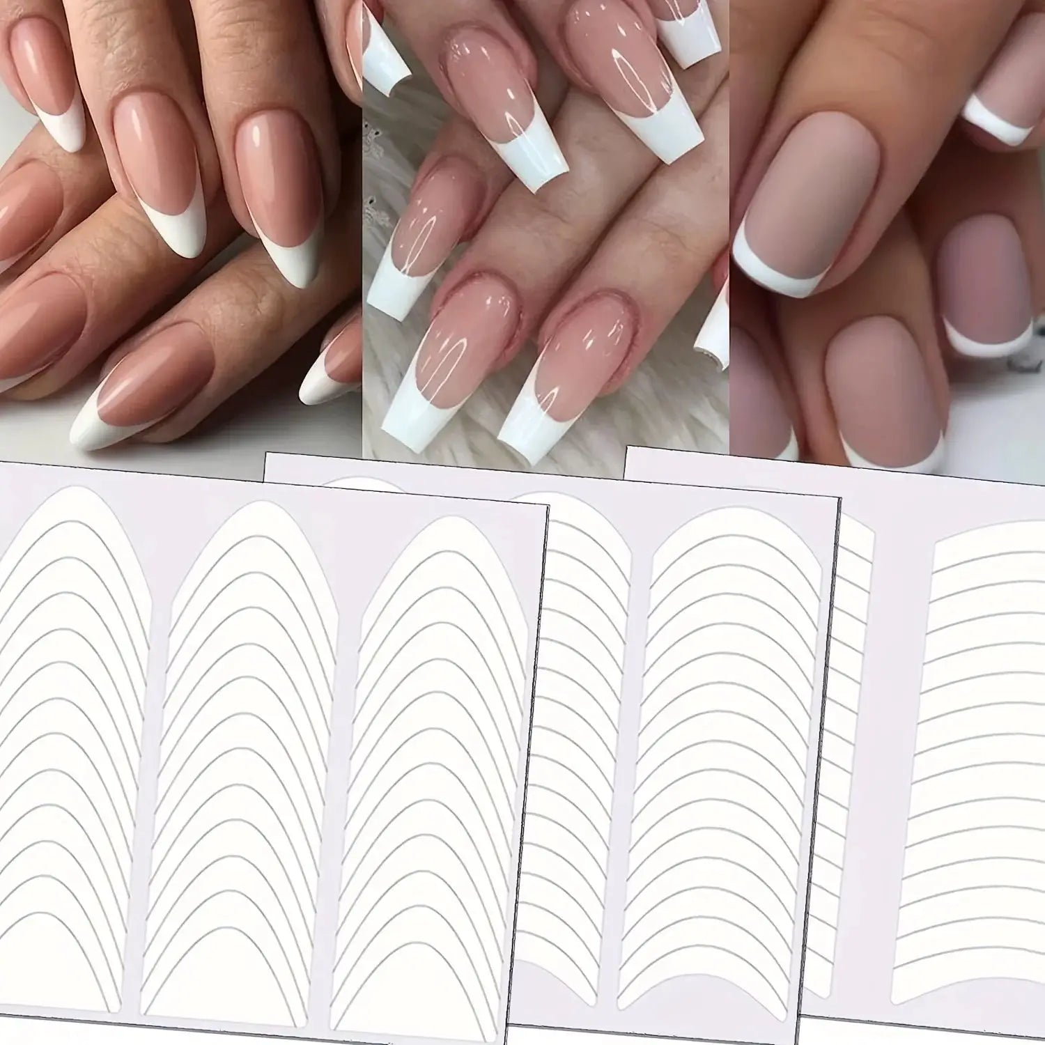 Simples Market 3Pcs French Nail Art Stickers white self-adhesive tips for DIY manicure fringe decals