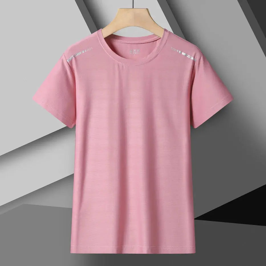 Women Reflective Running Tee High Elastic Breathable Quick Dry Ice Silk Summer Active Top Short Sleeve