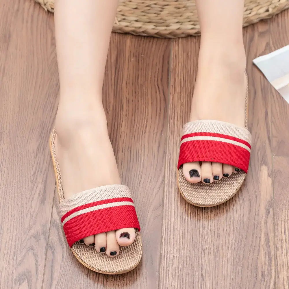 Summer Women Slippers Anti Slip Indoor Linen Lightweight Home Shoes Soft Hemp Upper EVA Outsole