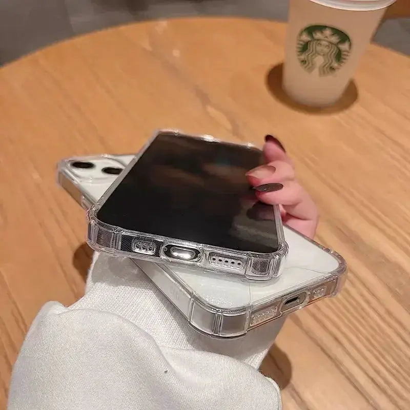 Two clear MagSafe bumper cases by Simples Market for iPhone, transparent shockproof protective covers