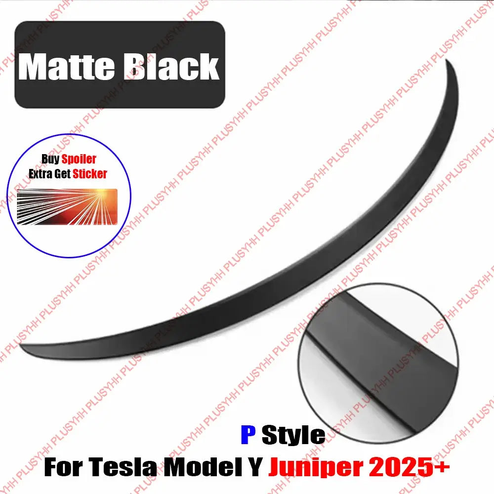 Matte black P Style rear spoiler for Tesla Model Y 2017-2023