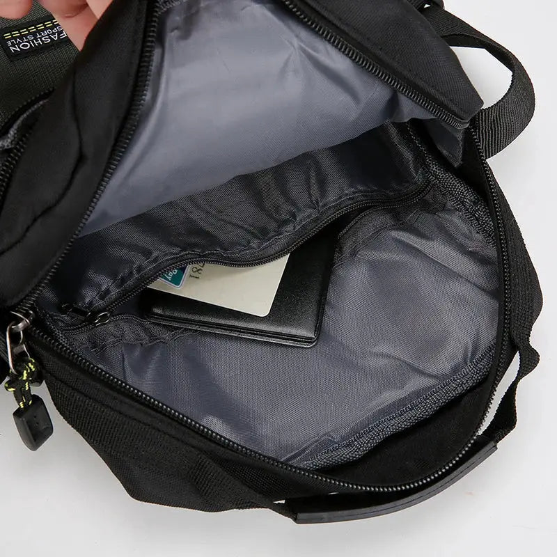 Simples Market black Oxford men single-shoulder crossbody bag with multiple pockets and card slots