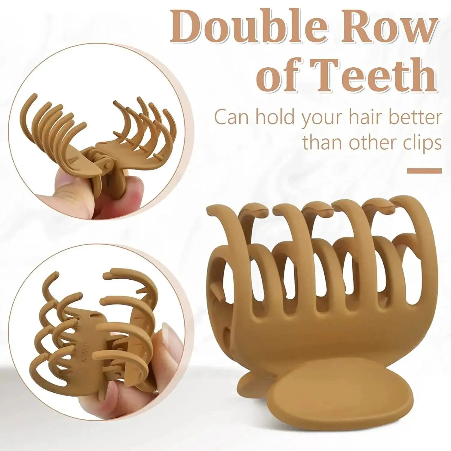 GlamGrip Small Hair Claw Clips For Women With Double Row Teeth For Secure Hold On Thin To Medium Hair