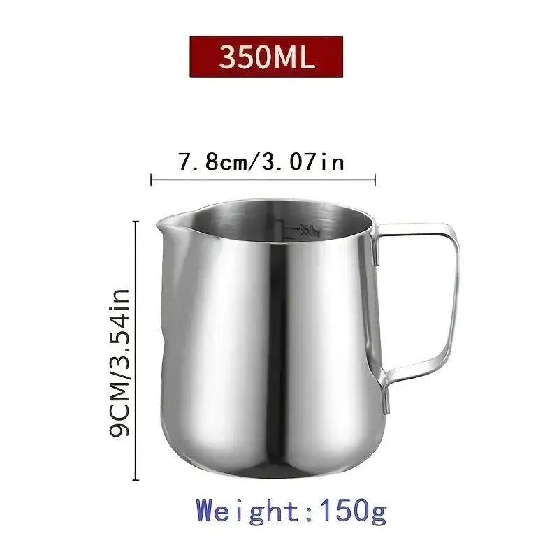 Kemorela Stainless Steel Milk Frothing Pitcher With Scale 350ml 600ml 900ml For Latte Cappuccino Espresso