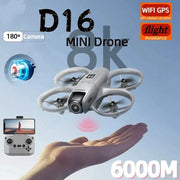 D16 Mini Drone 180 Degree 8K Dual Camera Quadcopter With Five Sided Obstacle Avoidance for Aerial Photography