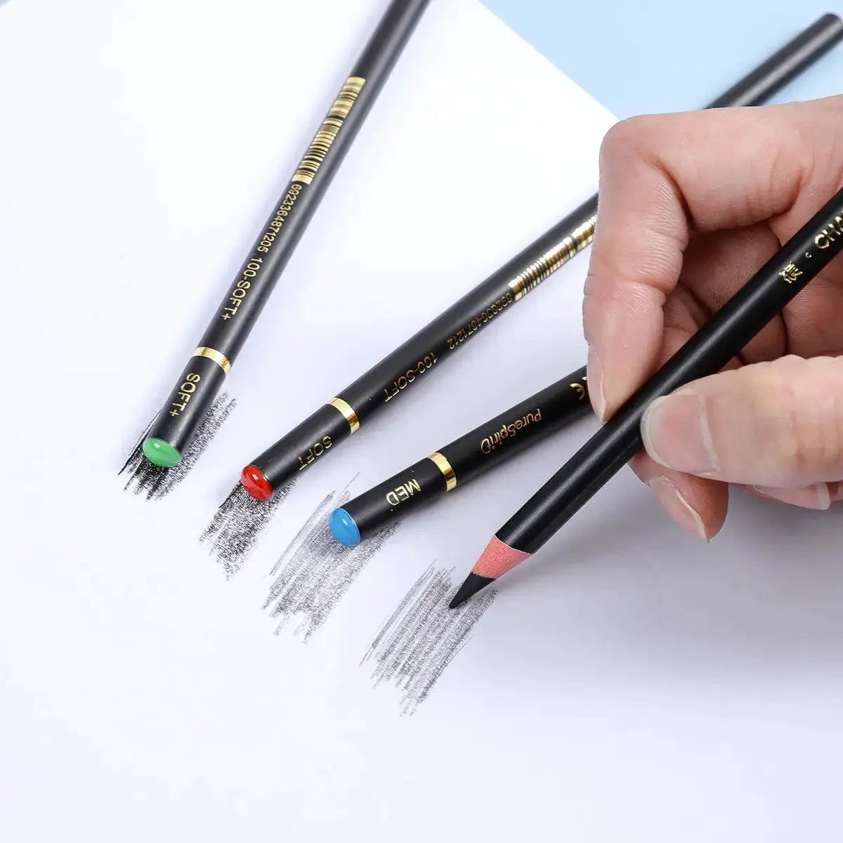 12pcs professional charcoal pencils for drawing by Simples Market; black pencils with gold branding and colored ends