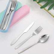 3 Piece Portable Stainless Steel Dining Set For Students With Compact Case Knife Fork Spoon Eco Friendly