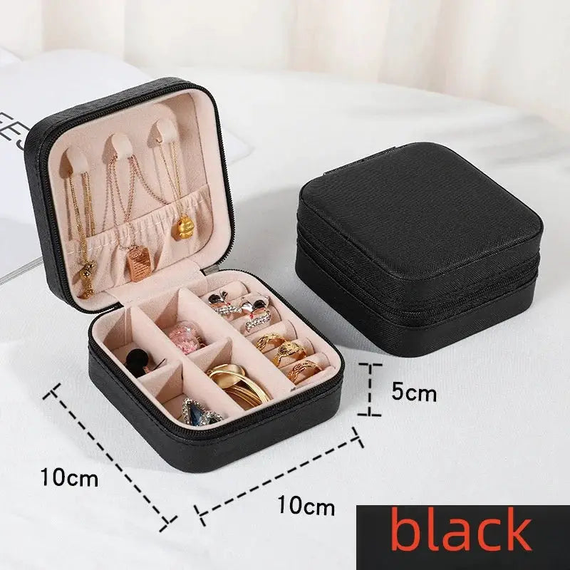 LuxeNest Mini Jewelry Storage Box Portable Travel Organizer for Earrings Necklaces and Rings in Durable PU Leather