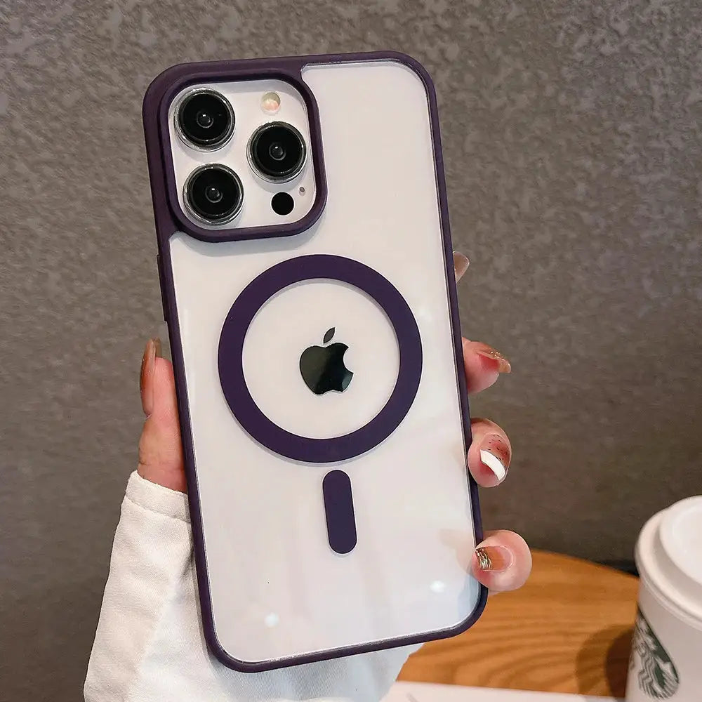 MagSafe Transparent Case For iPhone 11 Through 16 Pro XS XR Max Mini Plus Magnetic Wireless Charging Compatible