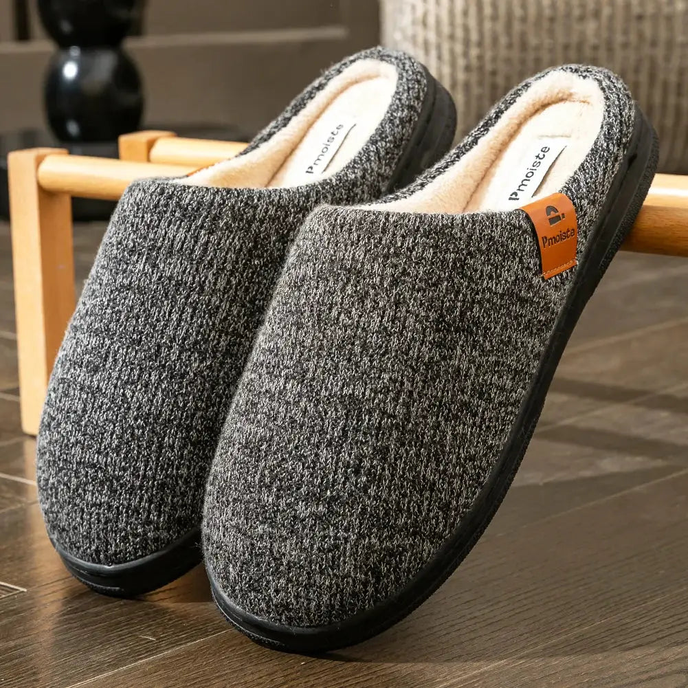 CloudStep Memory Foam Cushion Slippers For Men Warm Plush Comfort With Non Slip TPR Sole