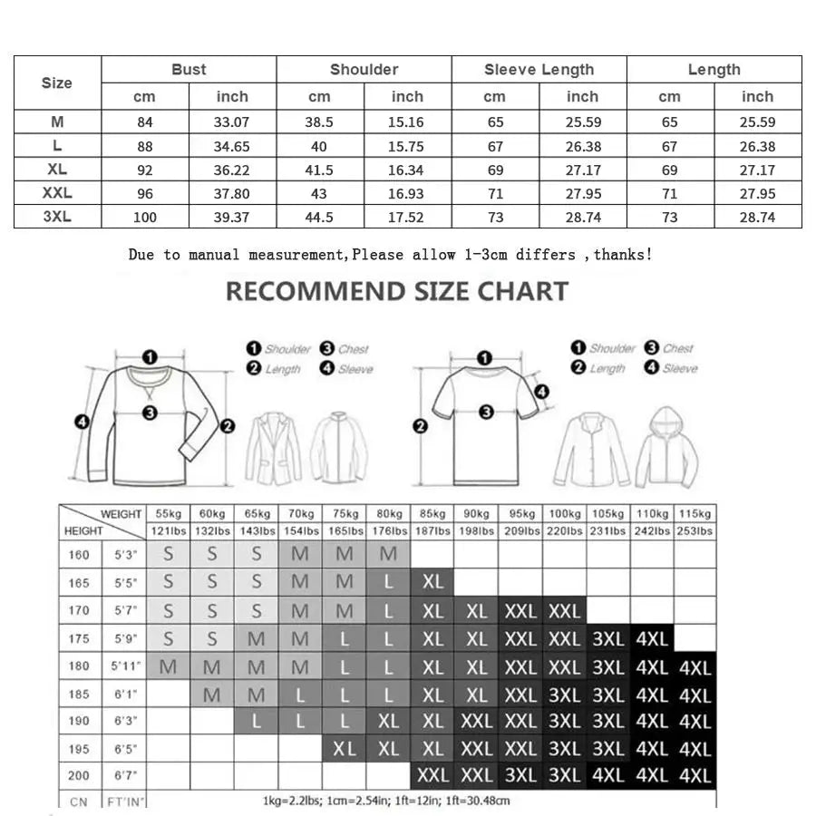Simples Market Men sport T-shirt size chart with bust, shoulder, sleeve and length measurements