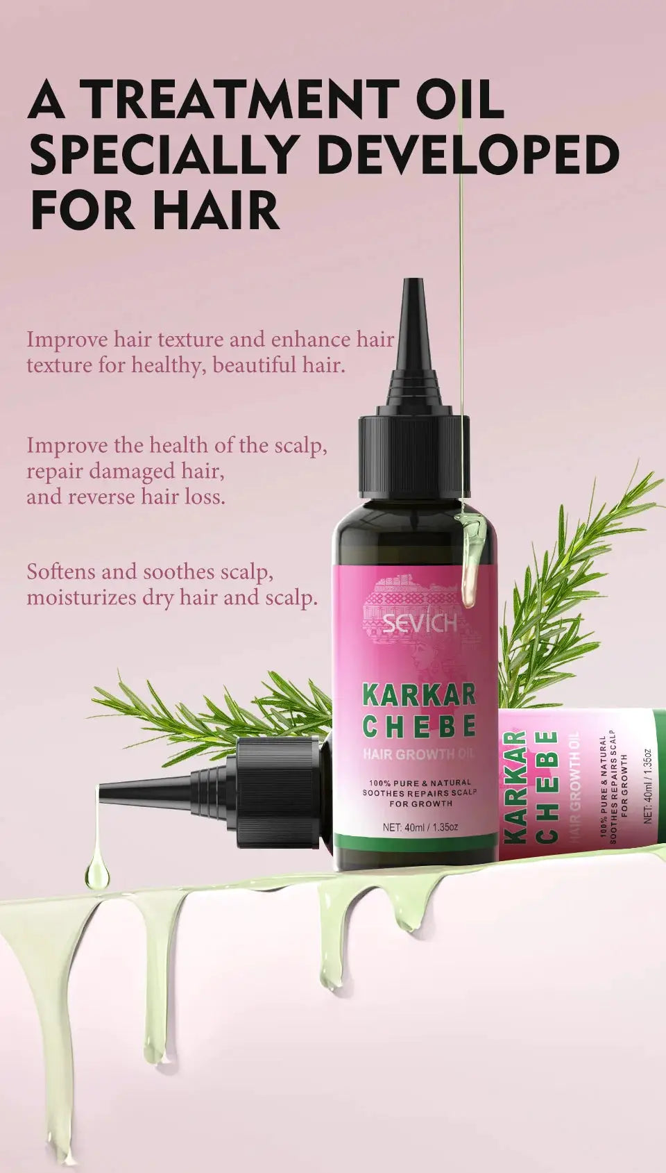 100% Pure Natural Karkar Chebe Oil Batana Butter Hair Growth Oil Rosemary Repair Damaged Hair Treatment Oil Anti-Hair Loss Care