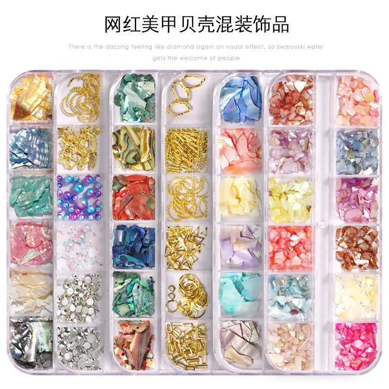 Aurora Abalone Shell Flakes Nail Charms 3D Irregular Slice Sequins Iridescent Natural Shell Shimmers For Nail Art