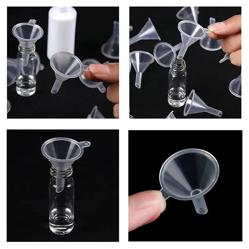 100 Pieces Plastic Small Funnels For Perfume And Essential Oils Mini Liquid Transfer Tools For Narrow Neck Bottles