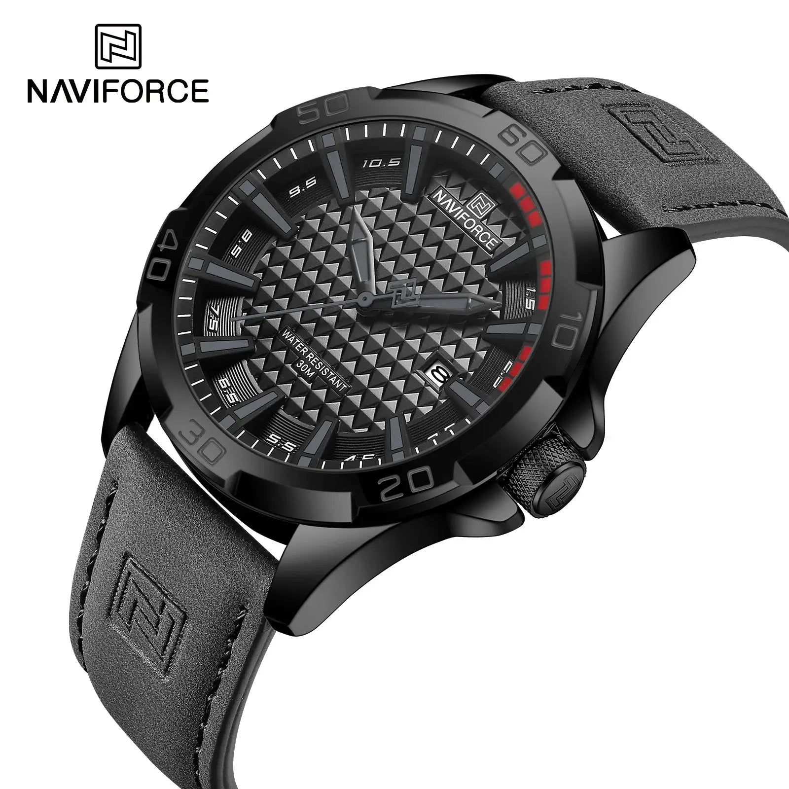 Naviforce Men Quartz Watch With Leather Strap Casual Sport Timepiece Water Resistant For Everyday Wear