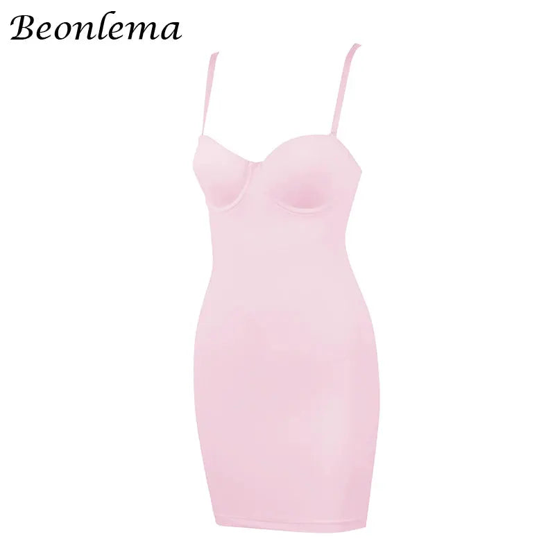 Backless Short Bodycon Dress With Skinny Straps Solid Color For Summer