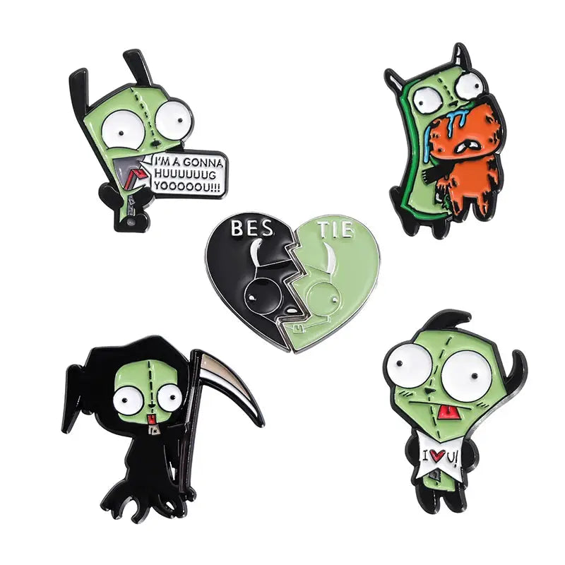 Cat Enamel Pins Set 4 To 6 Pieces Cute Black Fluid Cat Brooches Lapel Pins Jewelry Gift For Friends