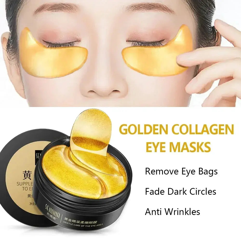 24K Gold Hyaluronic Acid Eye Mask For Dark Circles Puffiness Fine Lines Korean Skin Care Collagen Eye Patches