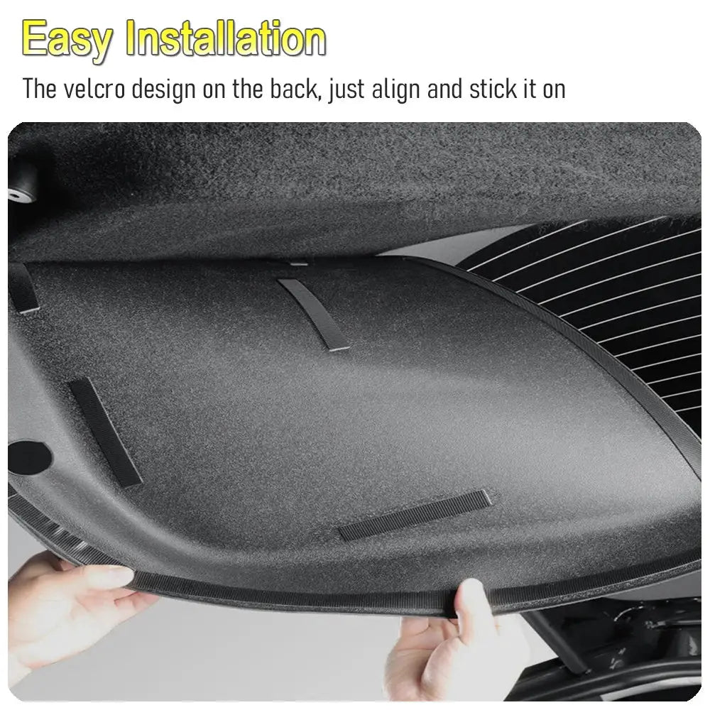 Tesla Model Y trunk mat black protective pad with Velcro backing for rear trunk