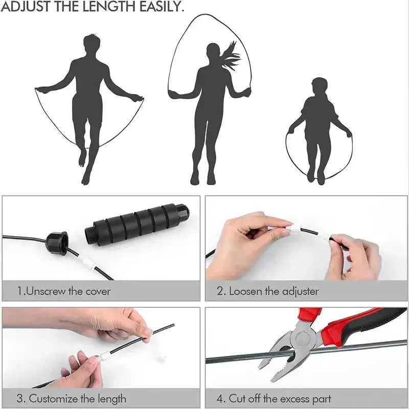 New Jump Rope With Steel Wire Adjustable Length Tangle Free Skipping Rope For Cardio Training And Home Fitness Equipment