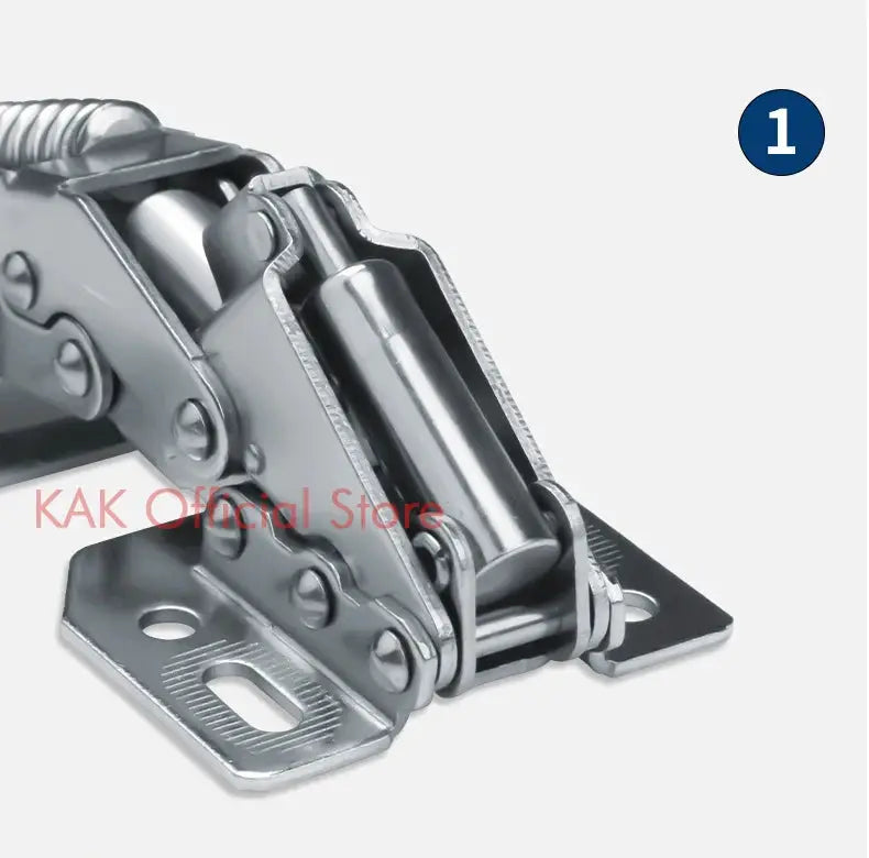 KAK hydraulic cabinet hinge with soft-close damper; silver metal hardware, KAK Official Store watermark