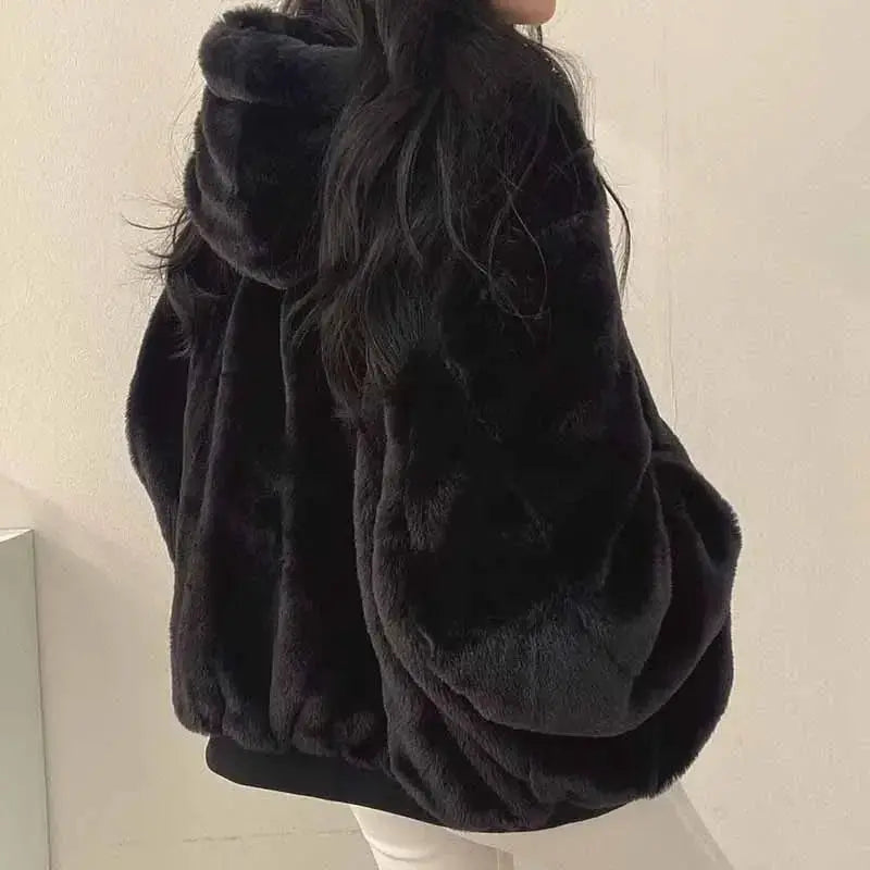 Smvp Women Winter Double Sided Hooded Fleece Parka Coat Cotton Polyester Cashmere Blend Lightweight Warmth