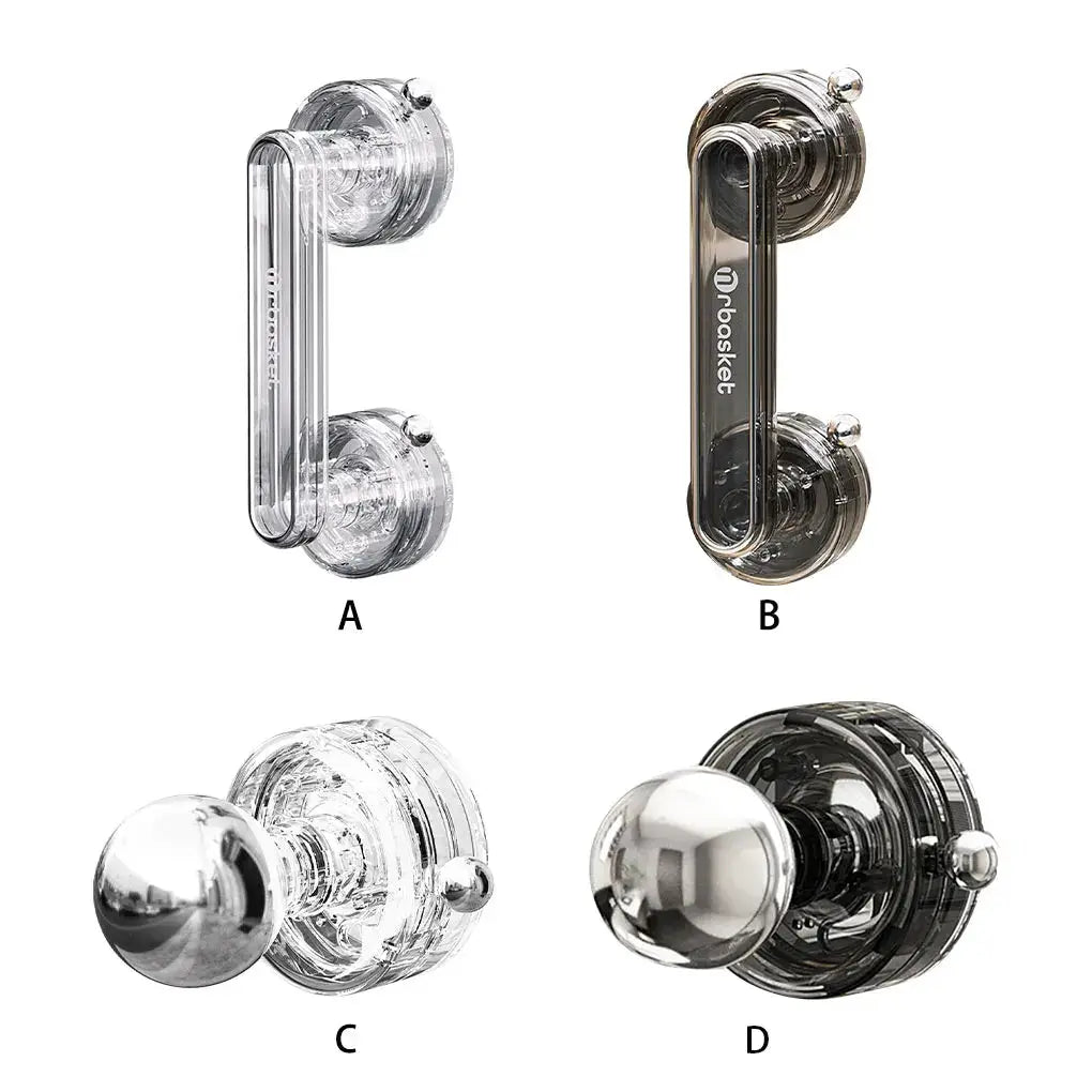 Set of 4 strong suction cup bathroom handrail handles; clear and metallic finishes