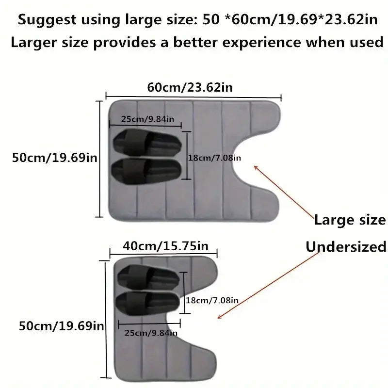 U Shaped Toilet Mat Memory Foam Bath Mat Non Slip Super Absorbent Bathroom Carpet