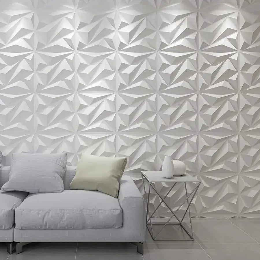 3D textured white wall panels, 30x30cm, indoor wall decor