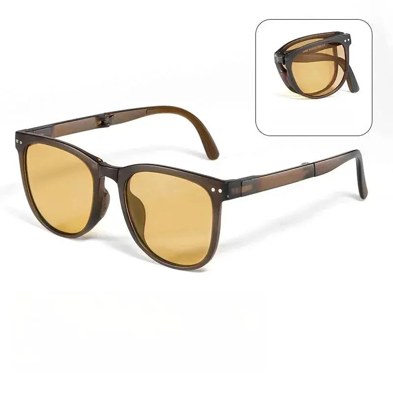 PulseFold Foldable Square Frame Sunglasses for Men and Women UV Protection Ultra Compact for Driving Outdoors