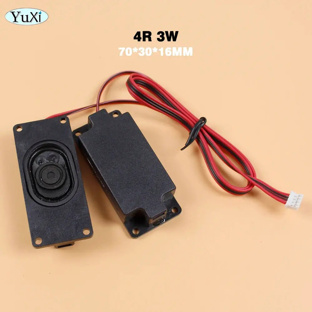 YuXi 1 pair PC speakers; black rectangular speakers with red/black wires and a white connector