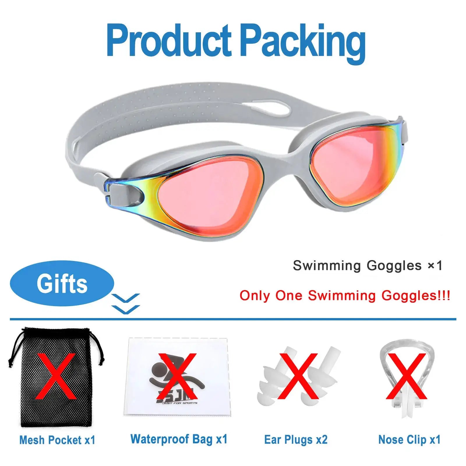 Unisex Adult Swimming Goggles Anti Fog Swim Glasses Adjustable Silicone Strap Waterproof Eyewear