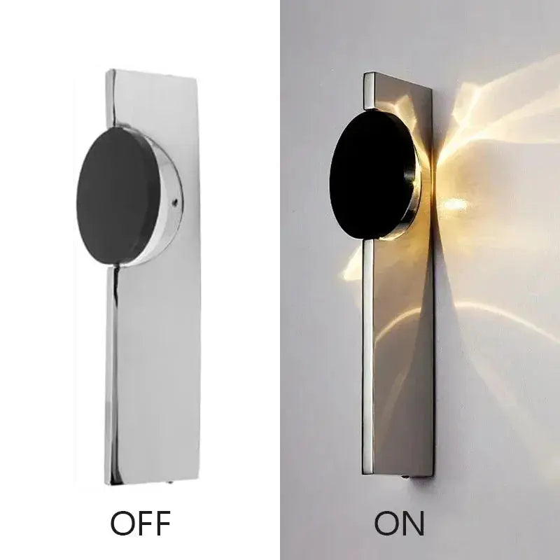Simples Market modern LED wall light, rotatable stainless steel wall sconce with circular black knob