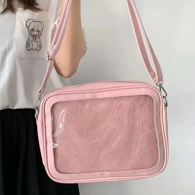 Transparent Itabag Crossbody Bag PU Leather JK Style Women Shoulder Bag Clear Bag For School And Everyday Use