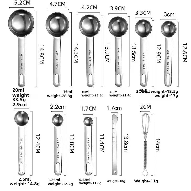 KitchenCraft Stainless Steel Measuring Spoon Set 4 6 7 8 Piece With Scale Durable Food Grade Kitchen Tools